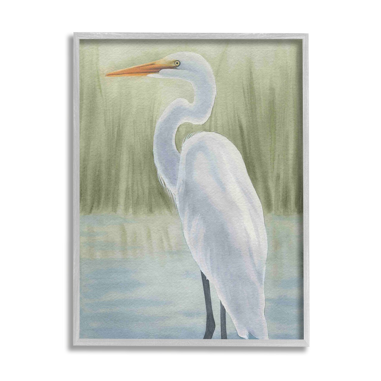 Stupell Industries Egret on Marsh Landscape Framed Giclee Art